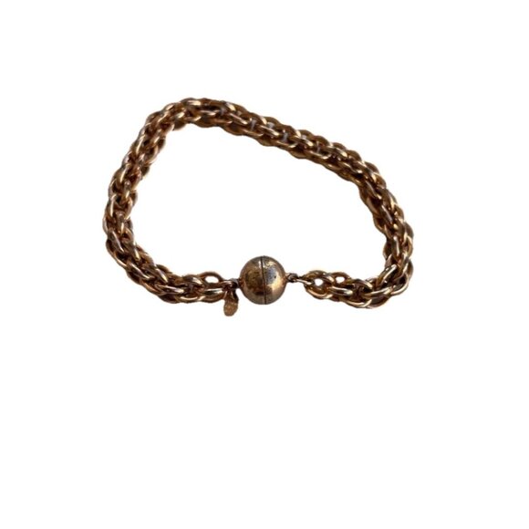 Vintage Milor Italy Bronze Link Magnetic Close Bracelet Women’s Sz 8” - Picture 1 of 10